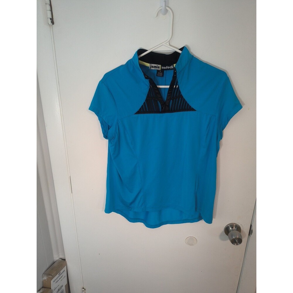 Jamie Sadock 1/4 Zip Medium Turquoise Black Pullover Golf Polo Shirt